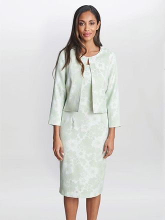 Gina Bacconi Womens Lily Jacquard Shift Dress And Bolero - Mint - Size 10 UK