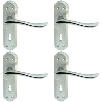 Loops 4x PAIR Curved Lever on Sculpted Edge Backplate 180 x 48mm Satin/Polished Chrome