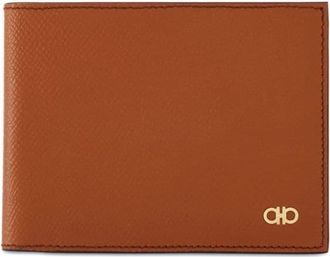 Ferragamo Gancini leather wallet - men - Calf Leather/Calf Leather/Fabric - One Size - Brown