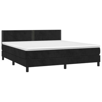 vidaXL Vidaxl - Cama Box Spring Colch&oacute;n Y Led Terciopelo Negro 180x200 Cm