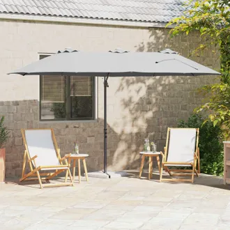 Berkfield Home Garden Cantilever Parasol with Lock Sand 372 x 198 x 253 cm in Brown