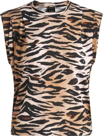 Pinko Myranda T-Shirt - Dames - Tops zonder mouwen - Zwart - S - Katoen - Tops