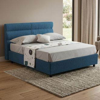 Dmora Cama De Plaza Y Media Briona, Desenfundable, Con Contenedor, Hecha En Italia, Tama&ntilde;o Colch&oacute;n 120x200 Cm, Azul