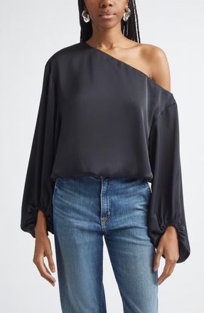 Ramy Brook Marley One Shoulder Long Sleeve Shirt in Black at Nordstrom, Size Xx-Small