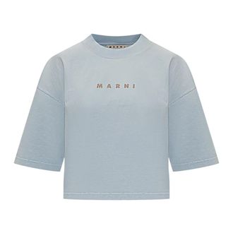 Marni T-Shirts, female, Blue, Size: 2XS Cropped T-shirt