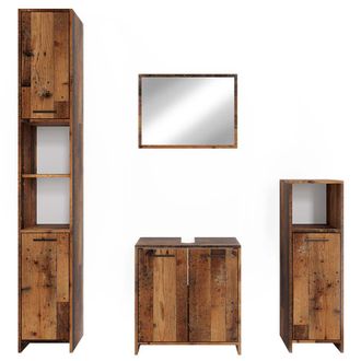 Vicco Conjunto De Muebles De Ba&ntilde;o Kiko, Roble R&uacute;stico, 4 Partes