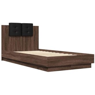 vidaXL Vidaxl - Cama Con Cabecero Madera De Ingenier&iacute;a Marr&oacute;n Roble 90x190 Cm