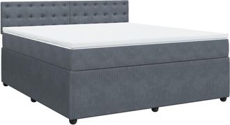 vidaXL Vidaxl - Cama Box Spring Con Colch&oacute;n Terciopelo Gris Oscuro 180x200 Cm