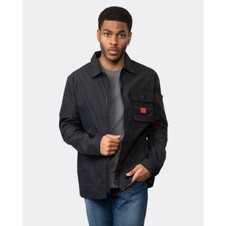 HUGO BOSS Hugo Emmond Mens Zip Overshirt - Black Cotton - Size X-Large