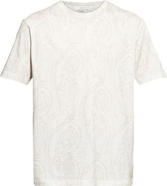 Etro T-shirt met ronde hals - Heren - T-shirts - Beige - XL - Katoen - Tops