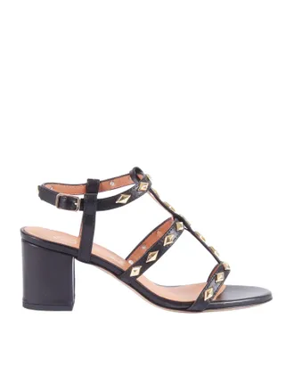 Via Roma 15 Black Sandaletto Con V Sandals