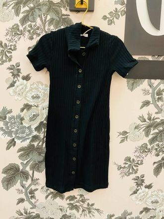 Bloomingdale's Hideaway Button Rib Mini Dress In Black