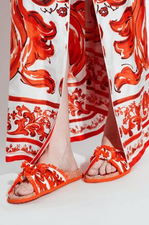Dolce & Gabbana Flip-flops With Maiolica Pattern, Womens, Orange