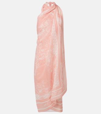 Balmain Printed silk beach cover-up