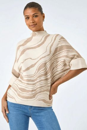 Roman Marble High Neck Knit Jumper