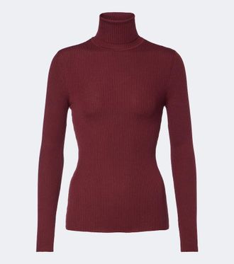 Wolford Top acanalado de cuello alto de lana virgen