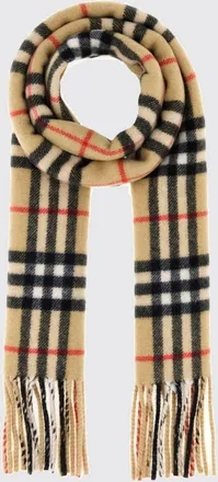 Burberry Sciarpa in puro cashmere con motivo check vintage e frange