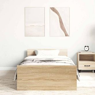 Berkfield Home Durable Bed Frame Sonoma Oak 75x190 cm Small Single Engineered Wood in Light Tan
