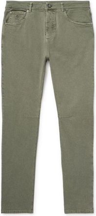 Brunello Cucinelli Olive Straight-Leg Trousers, Brand Size 56 (US Size 40)