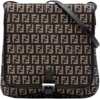 Fendi Pre-owned Canvas Crossbody Bag - Dames - Vintage Schoudertas - Bruin - ONE Size - Leer - Vintage