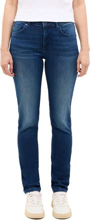 Mustang Slim-fit-Jeans MUSTANG Damen Style Shelby Slim fit, Damen, Gr. 33, L&auml;nge 32, blau (681 mittelblau), Denim/Jeans, 78% Baumwolle, 10% Lyocell, 9% Elasto