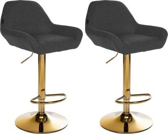 Clp Lote De 2 Taburetes De Bar Braga Gold Tela Negro