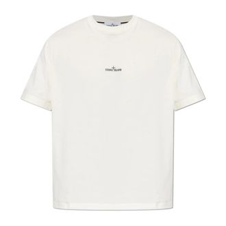 Stone Island T-shirt met logo - Heren - T-shirts - Beige - S - Katoen - Tops