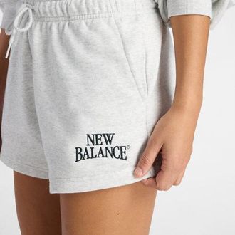 New Balance Womens Trackside French Terry Short in Grey Cotton Fleece, size X-Large