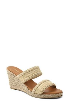 Andr&eacute; Assous Nolita Raffia Wedge Slide Sandal in Sand Fabric at Nordstrom Rack, Size 10
