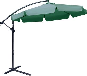 OUTSUNNY 2.7m Garden Cantilever Banana Parasol Sun Shade w/ Crank - Green | TJ Hughes