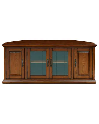Leick Home Solid Wood & Leaded Glass Corner Tv Stand With Enclosed Storage For Tvs Up To 60In