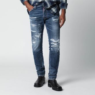 Dsquared2 Slim Blue Washed Jeans With Rips