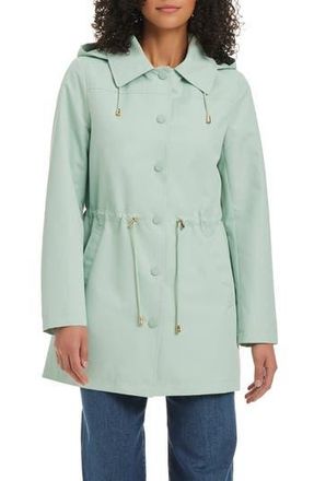 Kate Spade New York Magic Print Hooded Rain Jacket in Frosted Aqua at Nordstrom Rack, Size X-Large