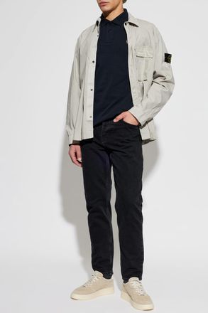 Stone Island Polo With Logo Patch, Mens, Black