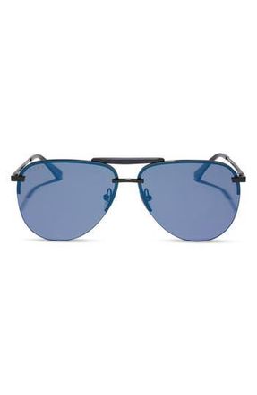 DIFF Eyewear Tahoe 65mm Oversize Aviator Sunglasses in Black /Midnight Mirror at Nordstrom Rack