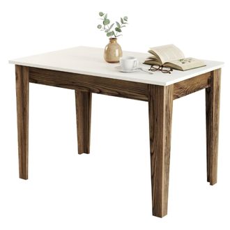 Dmora Mesa Fija Zane, 6 Plazas, Forma Rectangular, Soporta 120 Kg, 110x72x75h Cm, Color Nogal Marr&oacute;n