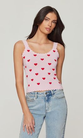 Generation Love Lottie Hearts Intarsia Strap Tank in Pink at Nordstrom, Size Xx-Small