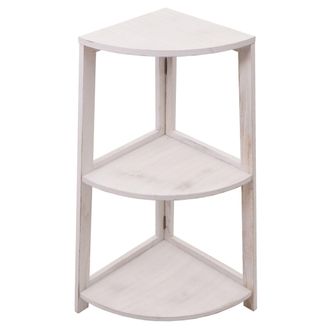 Hhg Estanter&iacute;a Esquinera Hhg 395, Estanter&iacute;a De Pie Estanter&iacute;a De Sal&oacute;n, 3 Baldas, 80x37x37cm Mdf De Paulownia, Blanco Shabby