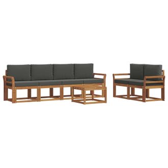 vidaXL Conjunto De Sof&aacute;s De Exterior 7 Pcs Natural Y Antracita Vidaxl