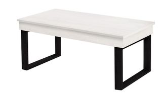 HOGAR 24 Mesa de centro Odin elevable madera maciza acabado blanco patas negras