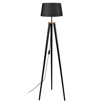 Tosel Lamp&aacute;ra de pie madera Alt.150cm negro ;Pantalla: negro