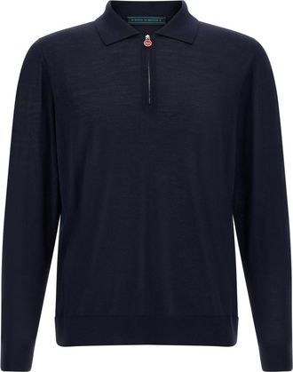 Kiton Blue Solid Shirt Collar Polo