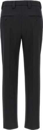Prada Virgin Wool with Metal Brooch Detail Trousers - Black