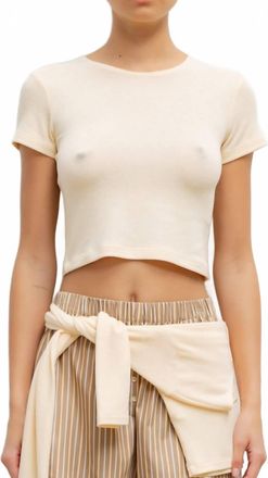 Leset Lauren Crop Slim Tee In Vanilla
