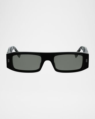 Fendi Men & apos;s FF Squared Acetate Rectangle Sunglasses
