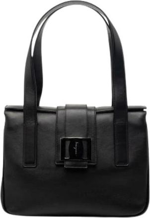 Ferragamo Pre-owned Handbags, female, Black, Size: ONE SIZE Pre-owned Leather Tote Bag
