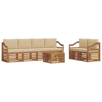 vidaXL Conjunto De Sof&aacute;s De Exterior Con Coj&iacute;n 7 Pcs Natural Y Beige Vidaxl