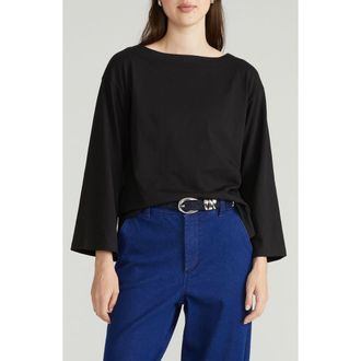 Universal Standard Montauk Breton Stripe Top in Solid Black at Nordstrom, Size Xxx-Large