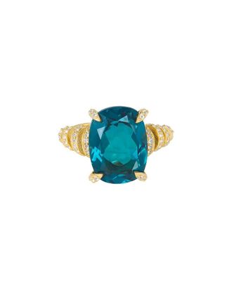 Tiramisu 18K Over Silver 10.65 Ct. Tw. London Blue Topaz, White Topaz Ring