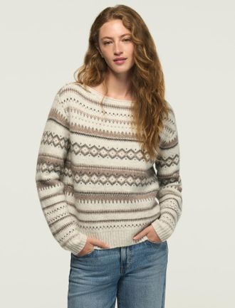 Lucky Brand Womens Fair Isle Crew Sweater